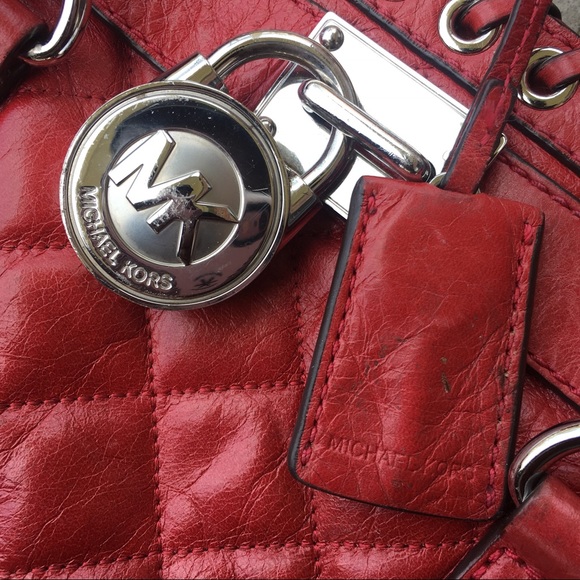 Michael Kors Hamilton Red Quilted Leather Tote - Picture 2 of 6